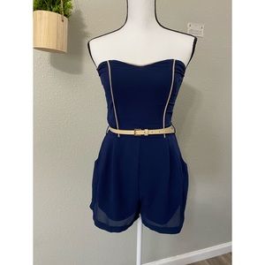 Papaya Navy Blue Romper Jumpsuit with Belt!